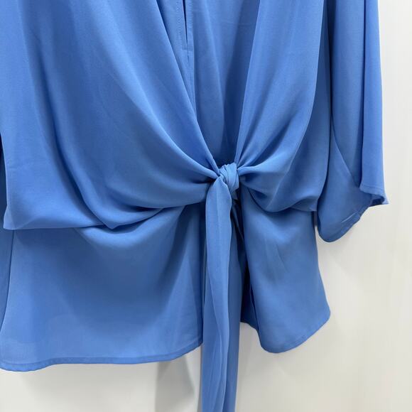 NWT Express Mock Wrap with Front Tie Accent Long Keyhole Neckline Size M - Picture 9 of 10